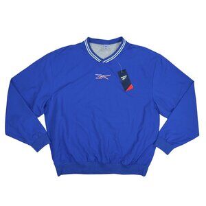 Reebok V-Neck Logo Front Lined Long Sleeve Pullover Men's Athletic Top NWT